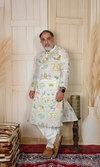 White Floral Patterned Cotton Kurta