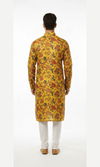 Mustard Yellow Floral Printed Kurta for Men