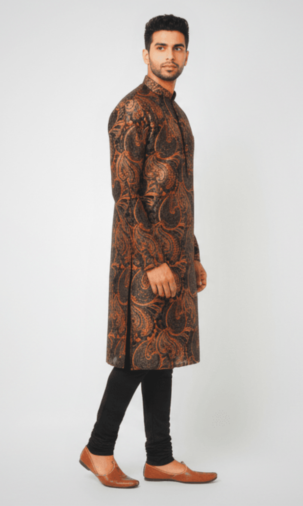 Brown and Gold Paisley Kurta