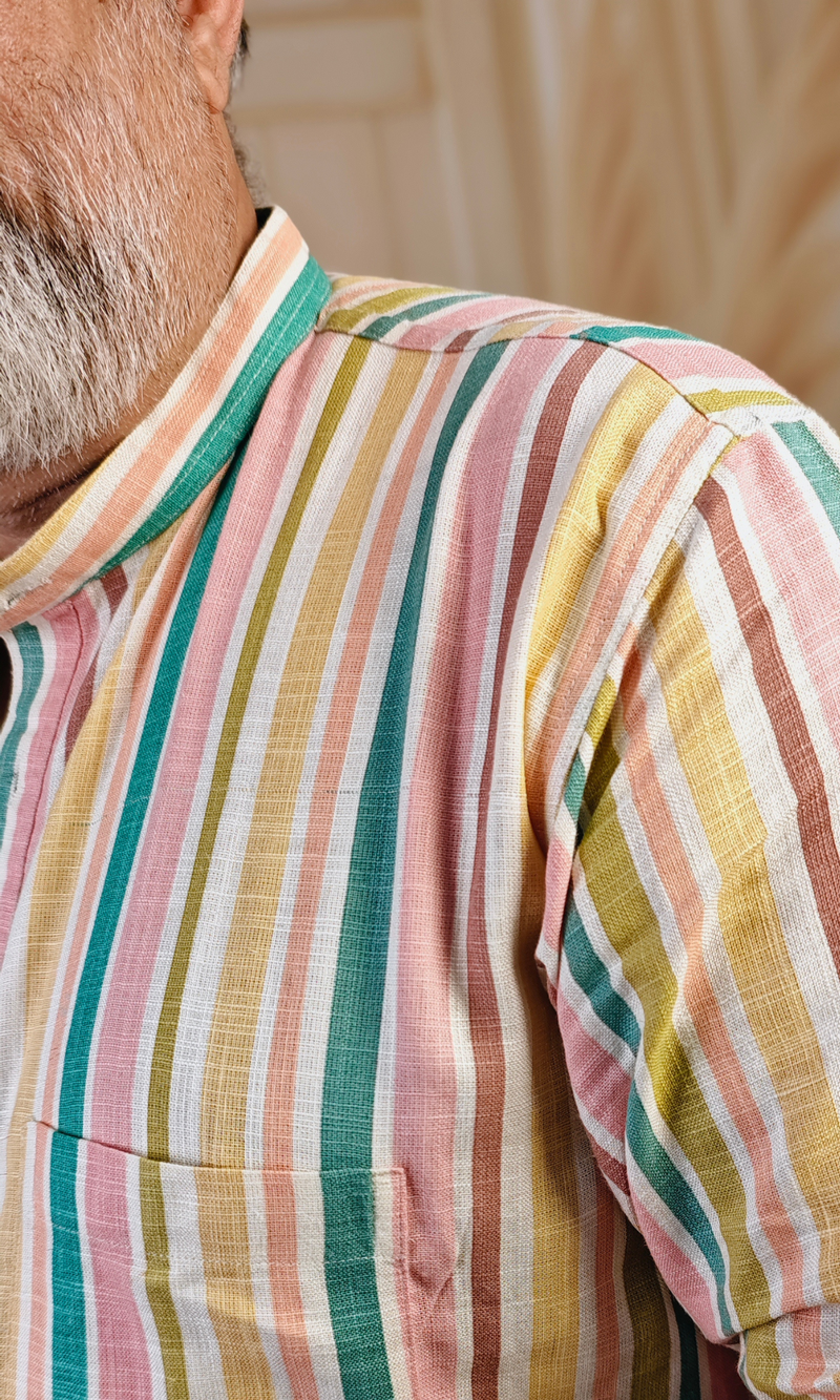 Men’s Multicolor Striped Cotton Kurta