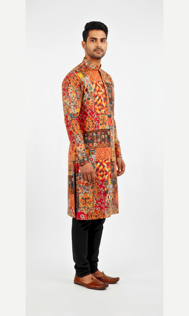 Multi-Colored Printed Partywear Kurta