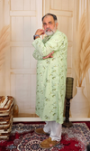 Pastel Green Printed Cotton Linen Kurta