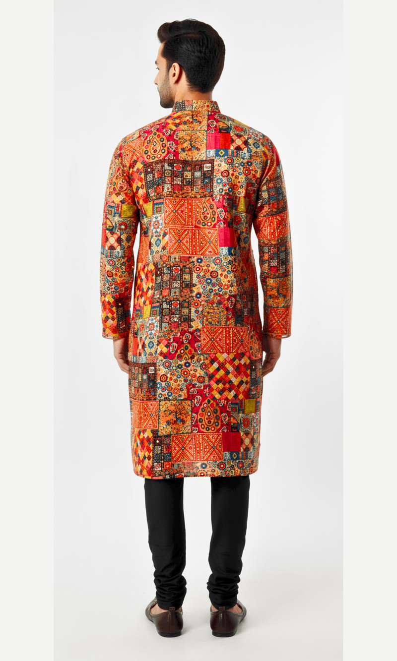 Multi-Colored Printed Partywear Kurta
