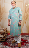 Elegant Muslin Silk Kurta with Floral Mandarins