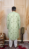 Pastel Green Printed Cotton Linen Kurta