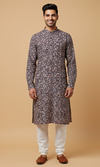Navy Floral Corduroy Kurta - Pink & Cream Bloom