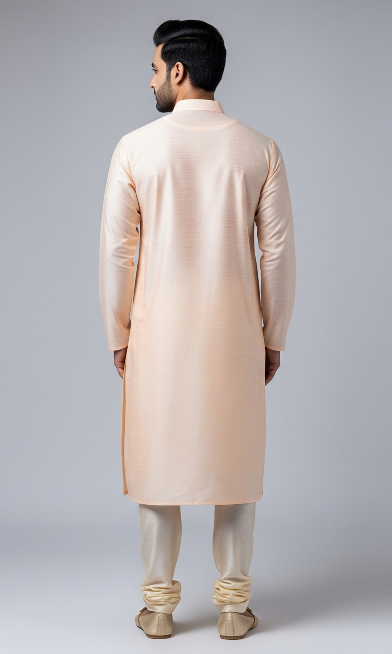 Soft Peach Cambric Cotton Men’s Kurta