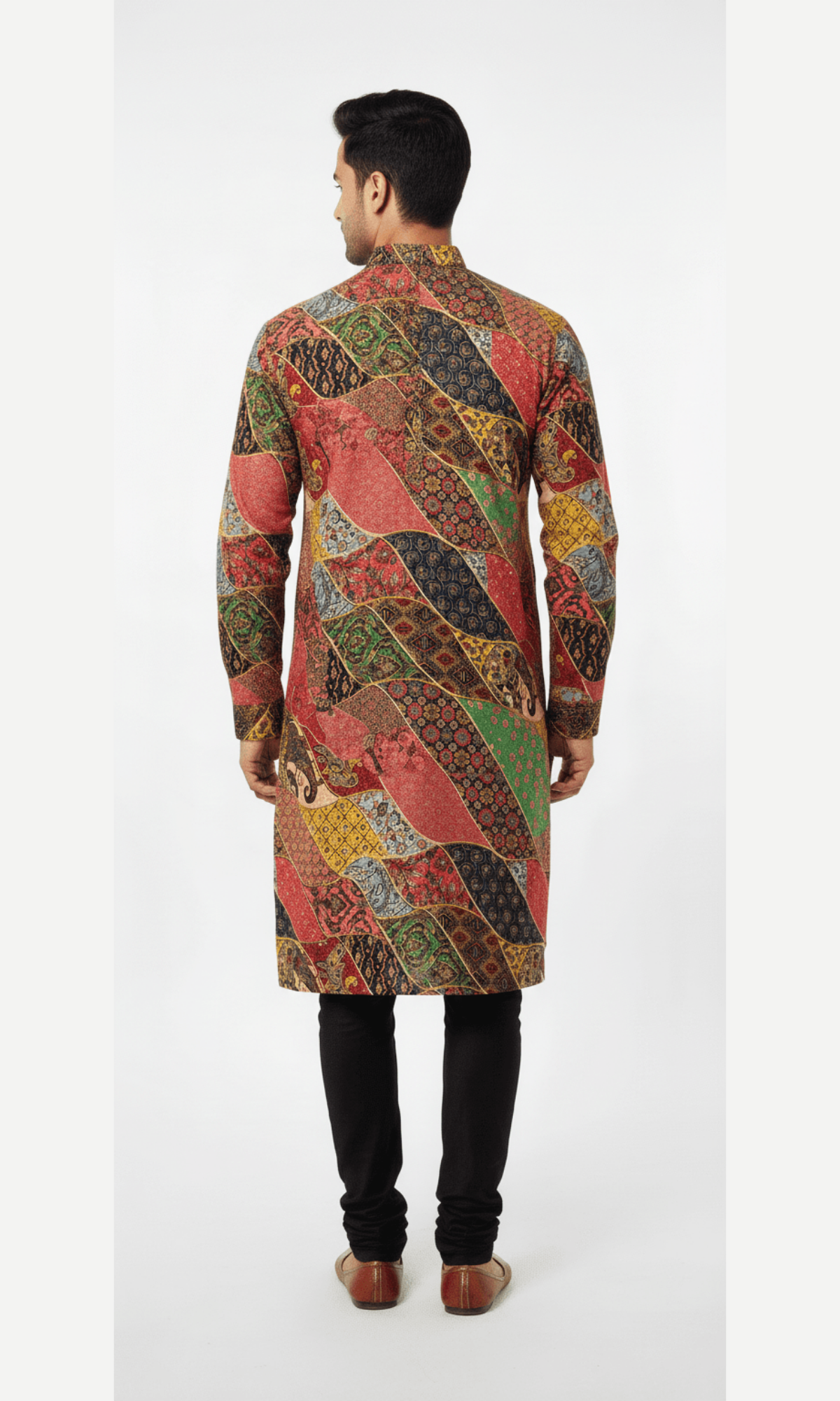 Multicoloured Golden Foiled Embroidered Kurta