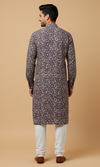Navy Floral Corduroy Kurta - Pink & Cream Bloom