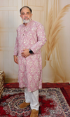 Pink Traditional Cotton Foil Printed Kurta