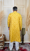 Bright Mustard Yellow Muslin Silk With Foil Print