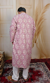 Pink Traditional Cotton Foil Printed Kurta