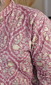 Pink Traditional Cotton Foil Printed Kurta