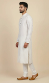Minimalist Off White Cotton Kurta with Brown Stripes