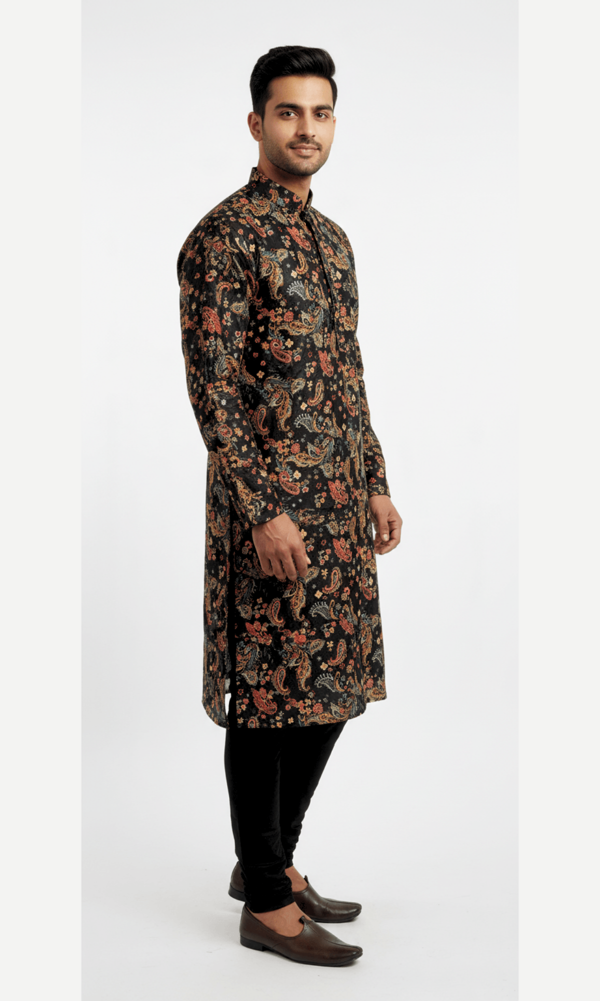 Black Party Wear Embroidered Kurta