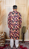 Navy Blue Printed Cotton Kurta