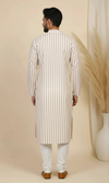Minimalist Off White Cotton Kurta with Brown Stripes