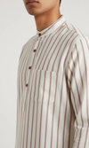 Minimalist Off White Cotton Kurta with Brown Stripes