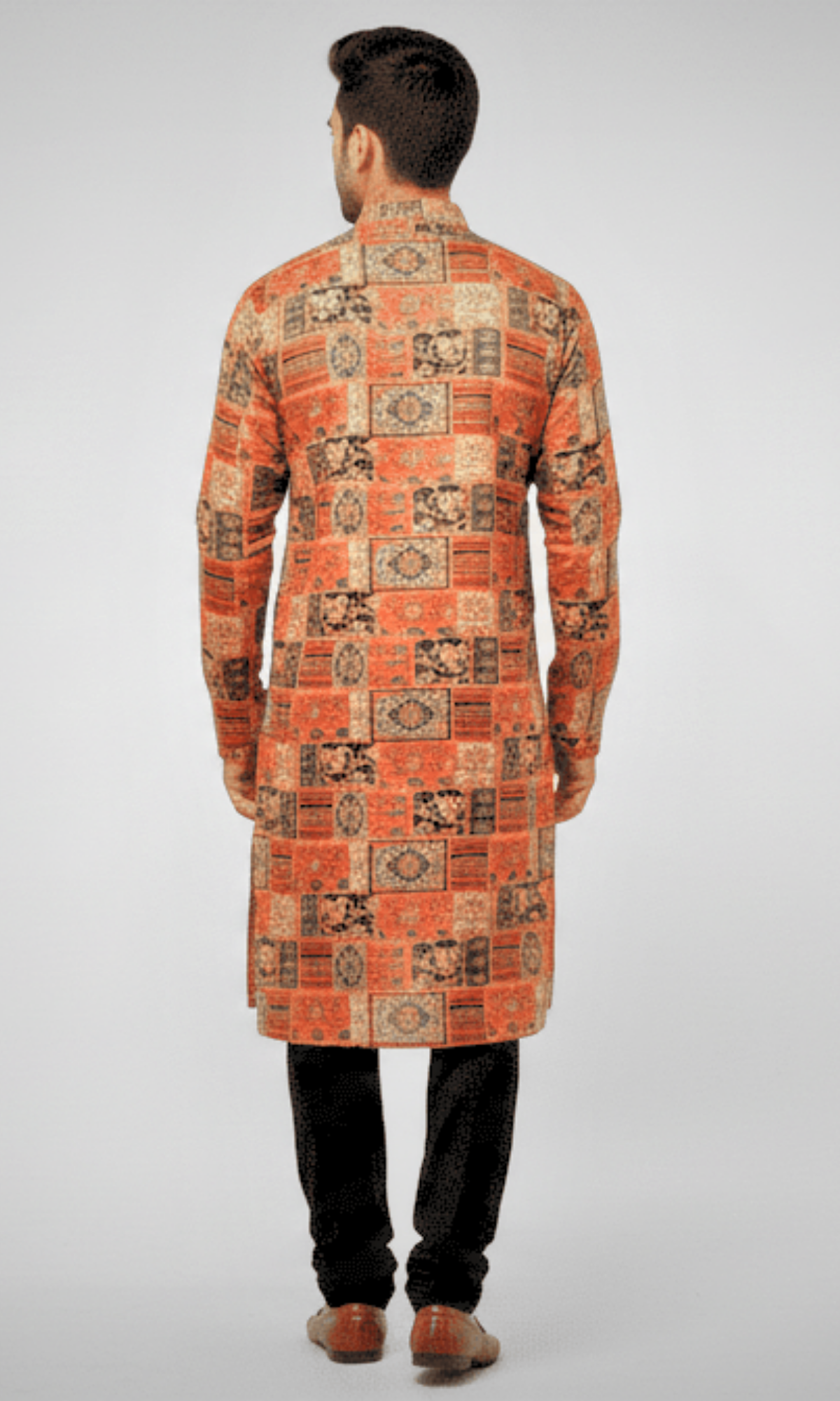 Red and Multi-Colored Embroidered Kurta