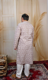 Beige Floral Printed Cotton Kurta