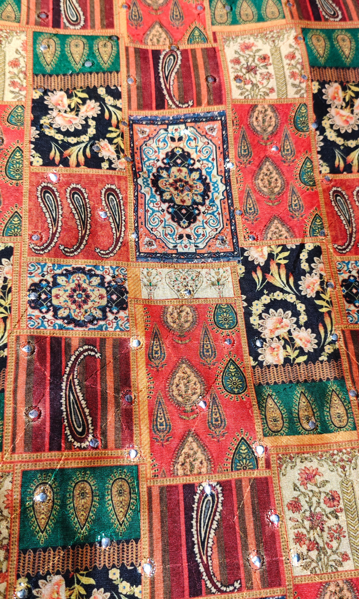 Red and Multi-Colored Embroidered Kurta