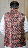 Rich Black & Red Paisley Brocade Silk Waistcoat