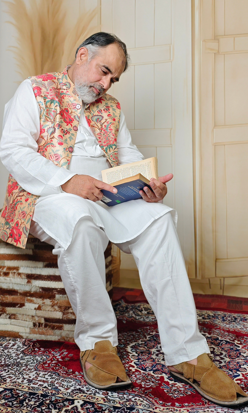 Cream Floral Brocade Silk Waistcoat