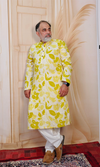 Yellow Floral Cotton Foil Printed Kurta