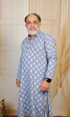 Elegant Blue Cotton Foil Printed Kurta