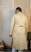 Biege Pintuck Satin Linen Kurta