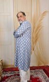 Elegant Blue Cotton Foil Printed Kurta