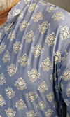 Elegant Blue Cotton Foil Printed Kurta