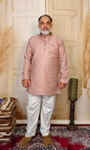 Dusty Rose Blended Linen Embroidered Short Kurta