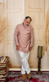 Dusty Rose Blended Linen Embroidered Short Kurta