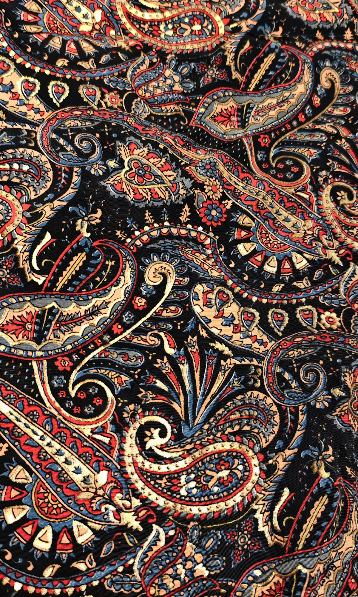 Bold Black and Red Paisley on Crape Kurta with Foil Printing