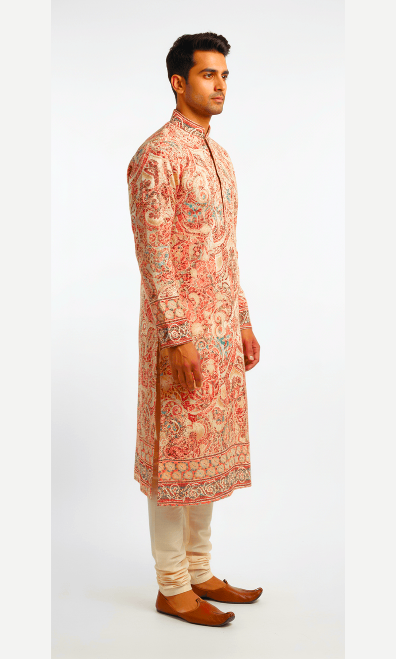 Light Paisley and Abstract on Crape Kurta with Foil Printing