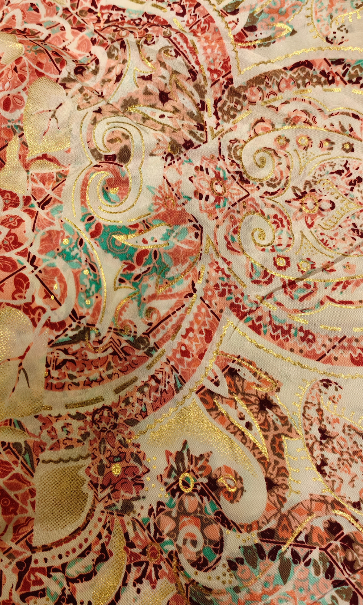 Light Paisley and Abstract on Crape Kurta with Foil Printing