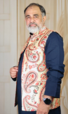 Beige Silk Waistcoat with Red Paisley Print