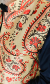 Beige Silk Waistcoat with Red Paisley Print