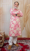 Pink Floral Cotton Foil Printed Kurta