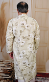 Beige Floral Printed Cotton Linen Kurta