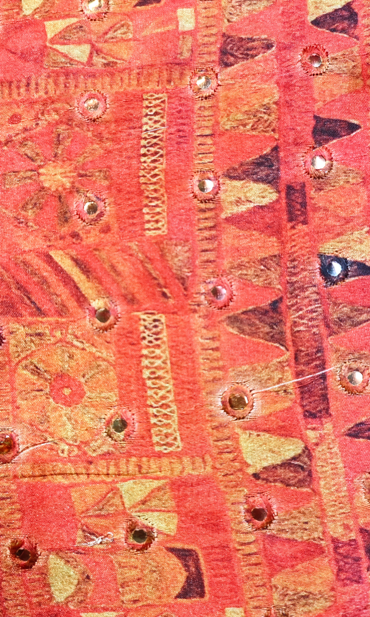 Terracotta and Gold Mirror-Work Embroidered Kurta