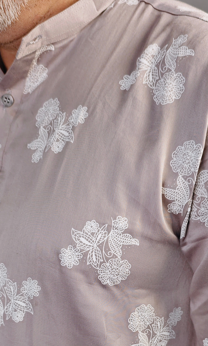 Dusty Floral Printed Cotton Kurta