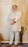 Beige Blended Linen Embroidered Short Kurta
