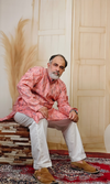 Pink Lined Rich Printed Muslin Silk Kurta