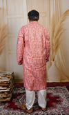 Pink Lined Rich Printed Muslin Silk Kurta