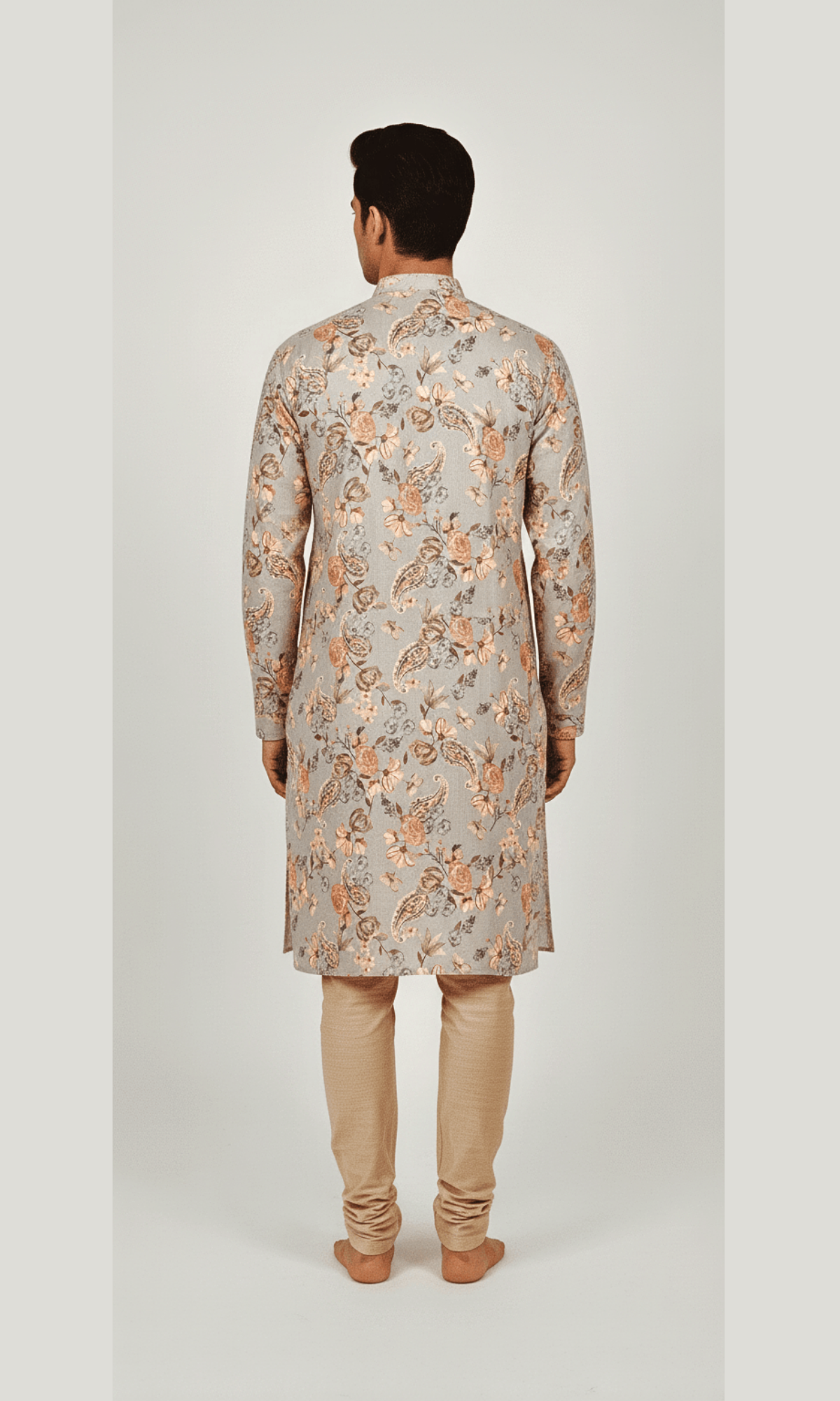 Light Grey Floral Printed Kurta