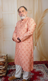 Peach Triangle Pattern Muslin Silk Kurta