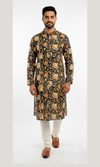 Black and Gold Floral Printed Kurta