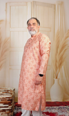 Peach Triangle Pattern Muslin Silk Kurta